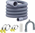Universal Washing Machine Drain Hose Kit 10FT, Extra Long Flexible Corrugated Extension Hose with U-Bend Bracket & 4 Clamps, for Washer, Dishwasher, Dehumidifier, Sink, RV