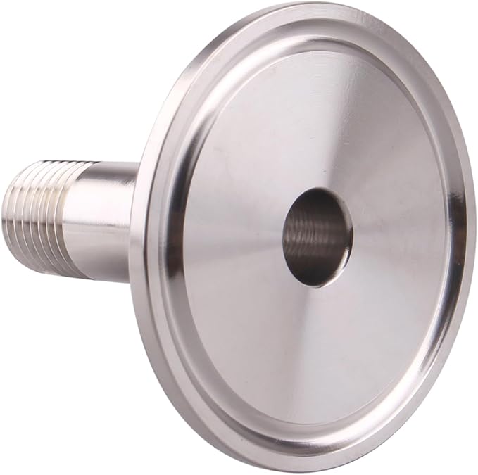DERNORD 2 Pack Sanitary Male Threaded Pipe Fitting to TRI CLAMP with 2 Silicone Gaskets (OD 50.5mm Ferrule) (Pipe Size: 1/4" NPT)