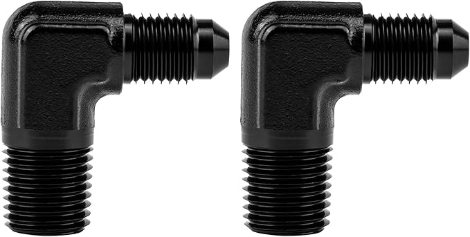 EVIL ENERGY 4AN to 1/4" NPT Male 90 Degree Fitting Adapter Aluminum 2PCS