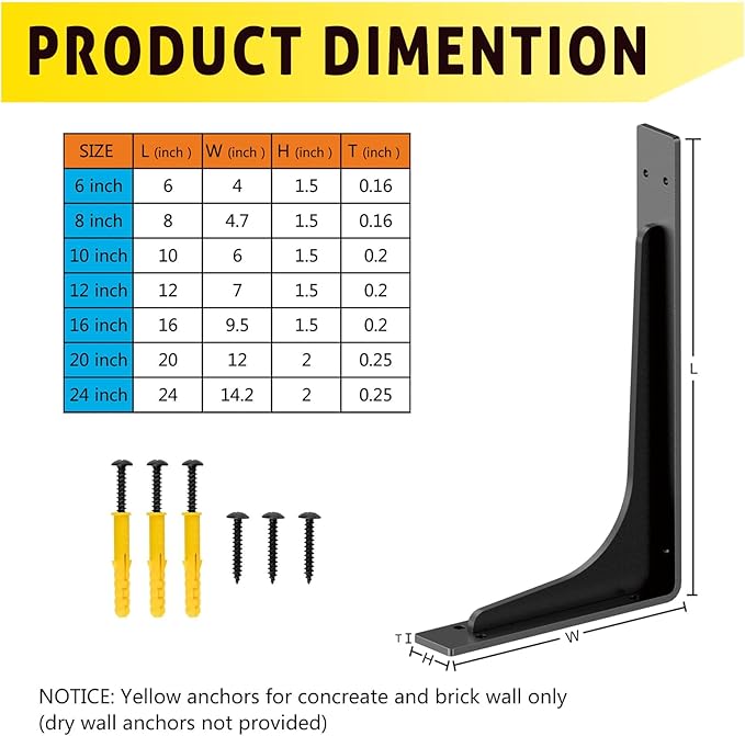 12 "x 7 " Shelf Support Bracket Heavy Duty, L Shelf Brackets ,max Load 300lbs, , Metal Brackets for Shelves, Counter Bracket ,Corner Brace,Pack of 4.