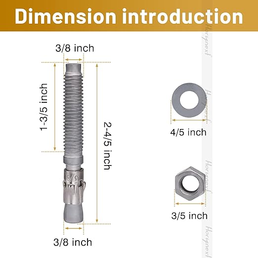 3/8 x 3 inch Wedge Anchor Galvanized Carbon Steel, Expansion Screw Bolt Heavy Duty Fastener for Concrete Masonry Cement（Pack of 20pcs
