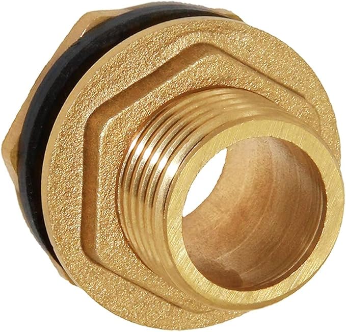 Joywayus 2PCS 1/2" Male Thread Soild Brass Water Tank Connector Bulkhead Tank Fitting With Rubber Ring Stablizing