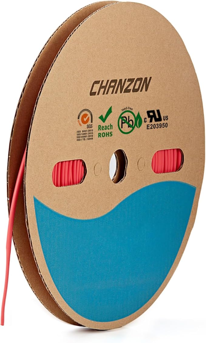 Chanzon 3:1 Ratio - 80ft Roll - Heat Shrink Tubing 3/32" (2.4mm) - Marine Grade Waterproof Adhesive Lined - (25M Total Length) Red Polyolefin Sleeving Wrap Shrinking 3 to 1 Ratio 1pcs