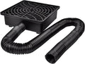 Catch Basin Gutter Downspout Extensions, 12"×12" Low Profile Catch Basin Downspout Extender with 2" ID Flexible Pipe, No Deep Dig Needed, Rainwater Diverter, Pipe Stretched Length 8.2ft