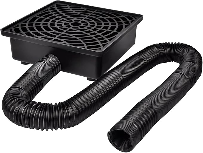 Catch Basin Gutter Downspout Extensions, 12"×12" Low Profile Catch Basin Downspout Extender with 2" ID Flexible Pipe, No Deep Dig Needed, Rainwater Diverter, Pipe Stretched Length 8.2ft