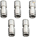Beduan Push to Connect Fitting 1/2" OD Nickel-Plated Copper Pneumatic Air Fitting Straight Union Tube Connector (Pack of 5)