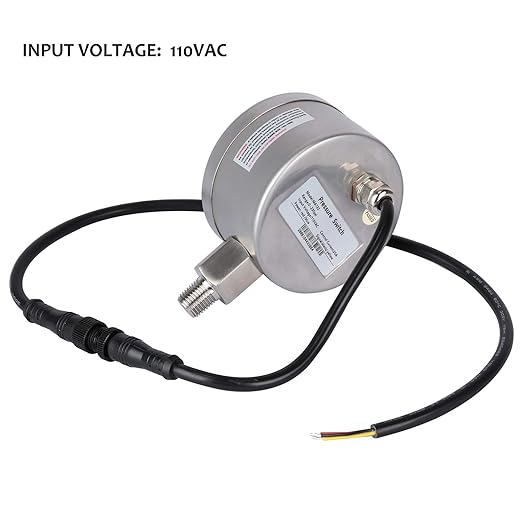 MEASUREMAN 3-1/8" Dial Size Stainless Steel Industrial Digital Pressure Control, Pressure Switch, 1/4" NPT Lower Mount, 0-230psi, 110VAC, 0.5% Accuracy, LED Display