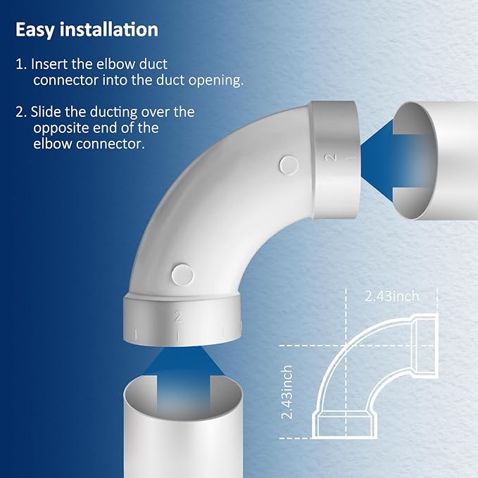 3 Pack Replacement Central Vacuum 90 Degree Sweep Prevents Clogs Elbow Fitting for 2 Inch Vacuum Pipe