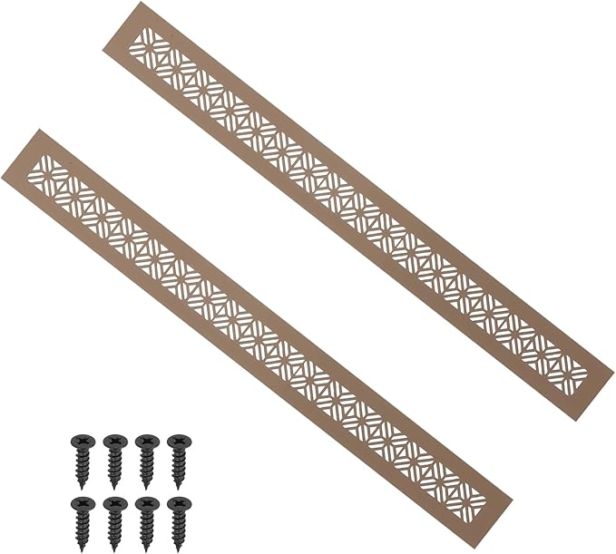 PATIKIL 20 x 2 Inch Door Air Vent Cover, 2 Pcs Heavy Duty Aluminum Grille Ventilation Cover Louvered with Mounting Screws for Cabinet Wardrobe Door, Brown