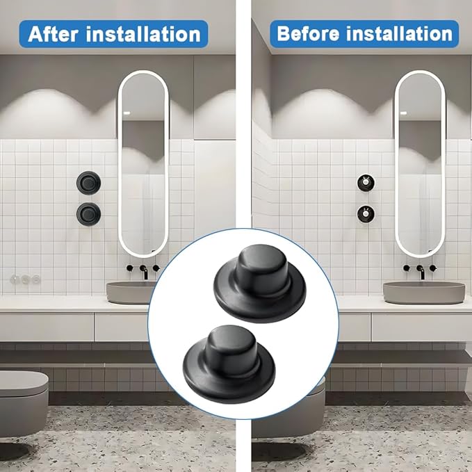 2Pcs 3"Pipe Wall Hole Covers,Water Pipe Cover Escutcheon Caps Plumbing Caps,Self-Adhesive Plugs Round Shower Pipe Caps for Concealing Wall Bathroom Faucet Toilet Air Conditioner Holes Decoration,Black