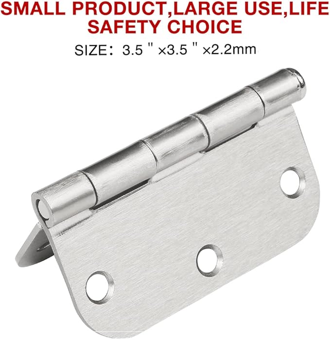 12 Pack Nickel Door Hinges Brushed Nickel 3 1/2 Interior Door Hinges Satin Nickel 3.5 Inch with 5/8” Radius Corners 3 ½"x 3 ½" Silver Hardware Controls JIW Garage Factory