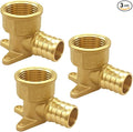 3PCS LF Brass 3/4 Inch PEX Barb to 1/2 NPT Female with Drop Ear 90 Degree Elbow Coupling Pipe Crimp Fitting
