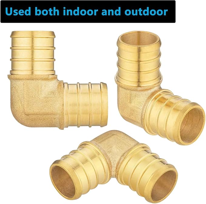 (20 Pack) Lidertik Pex Fittings 3/4 Inch 90 Degree Elbow Crimp Fitting, 3/4" PEX F1807 to 3/4" PEX F1807 Adapter Brass