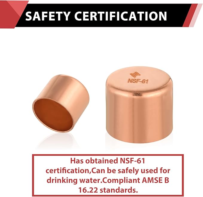 (Pack of 50) EFIELD 5/8-Inch Solder Copper Pipe End Cap (Plug), LF Copper Plumbing Fittings with Sweat Solder Connection, Pro Pack,(COPPER122)