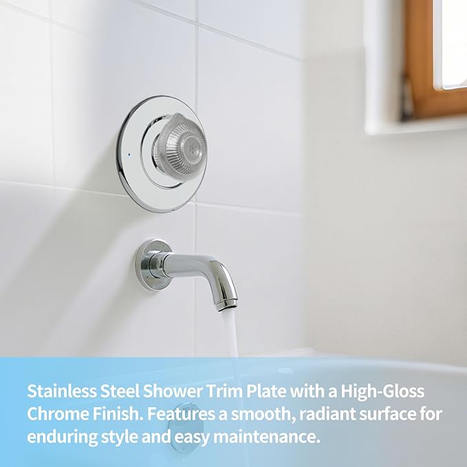 Escutcheon Replacement for Moen 16090 Chateau Collection, Shower Handle Cover Plate for One-Handle Tub and Shower Faucets (Silver)