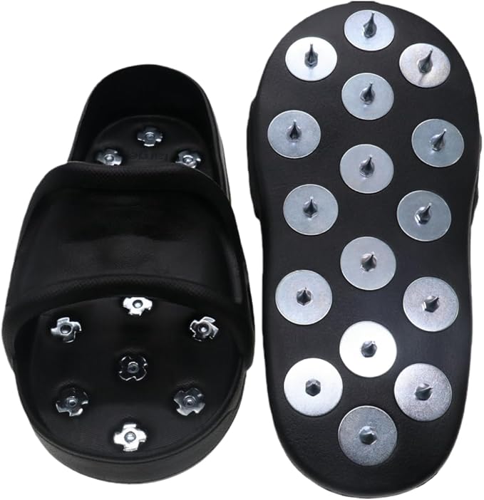 Anti-Slip Spiked Shoes for Epoxy Floors, Resinous Coatings, Self-Leveling Compound, and Paint-Medium