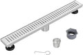 Neodrain 24" Brushed Linear Shower Drain Shower Linear Drain, Removable Capsule Pattern Grate, Bathroom 304 Stainless Steel Rectangle Shower Floor Drains- CUPC Certified