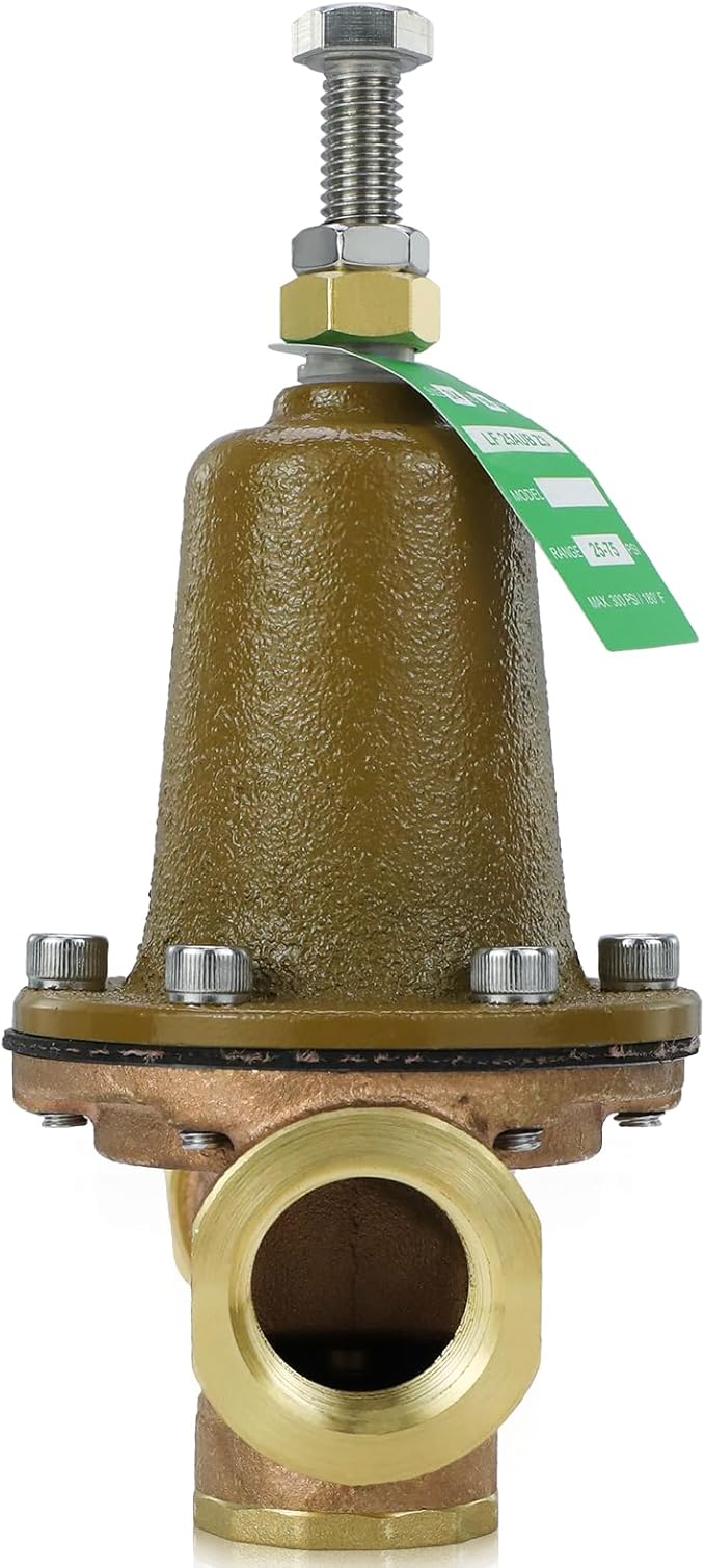 LF25AUB-Z3 Water Pressure Reducing Valve 3/4 inch NPT Female Union + NPT Female, Polymer Seat, Adjustable 25-75 PSI
