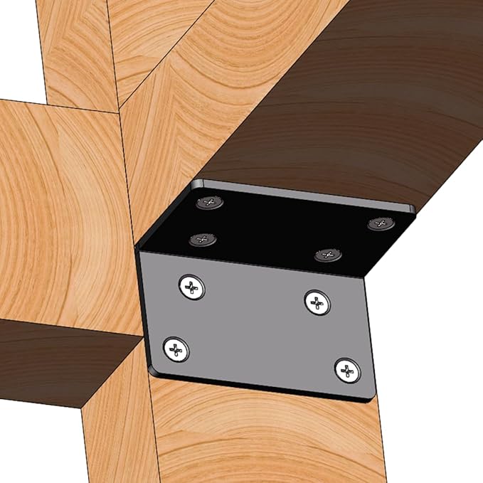 2 Pcs 5" Black Heavy Duty L Right Angle Steel Brackets,90 Degree Metal Corner Countertop Bracket,Countersunk Design Max Load 230LB for Timber Wood Furniture Shelves Support.Thickness 5mm