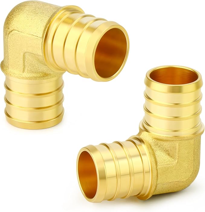 GASHER 2Pcs No Lead Brass 3/4" Pex Elbow Fittings, 3/4 Inch Pex Fittings for Pex Tubing