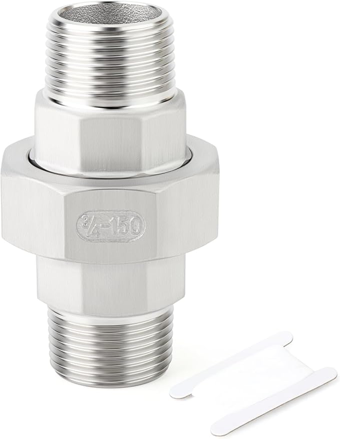 TAISHER 1PCS 304 Stainless Steel Union，3/4" NPT Male x 3/4" NPT Male Cast Pipe Fitting