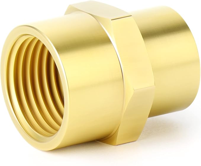 GASHER 5PCS Brass Pipe Fitting, Coupling, Reducer Adapter, 3/4" x 1/2" NPT Female