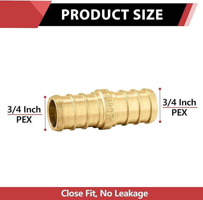 300 Pro Pack EFIELD Pex 3/4-Inch x3/4-Inch Straight Coupling Crimp Brass Fittings For Pex Pipe Connection, ASTM F1807, ASTM F1807,(PEX1807006-300PCS)