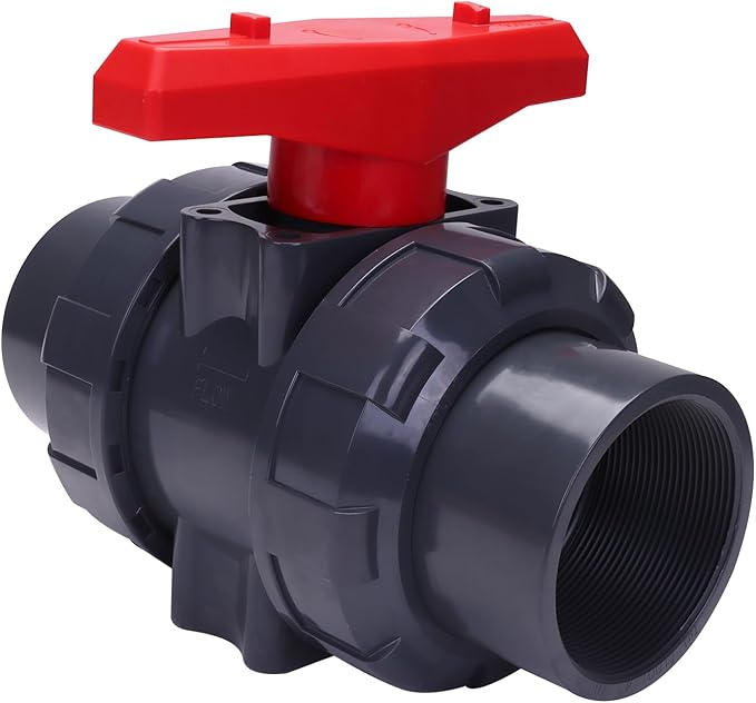 DERNORD PVC True Union Ball Valve NPT Threaded with Full Port, EPDM O-Rings, and Reversible PTFE Seats, Rated at 200 PSI (4 Inch NPT Threaded)