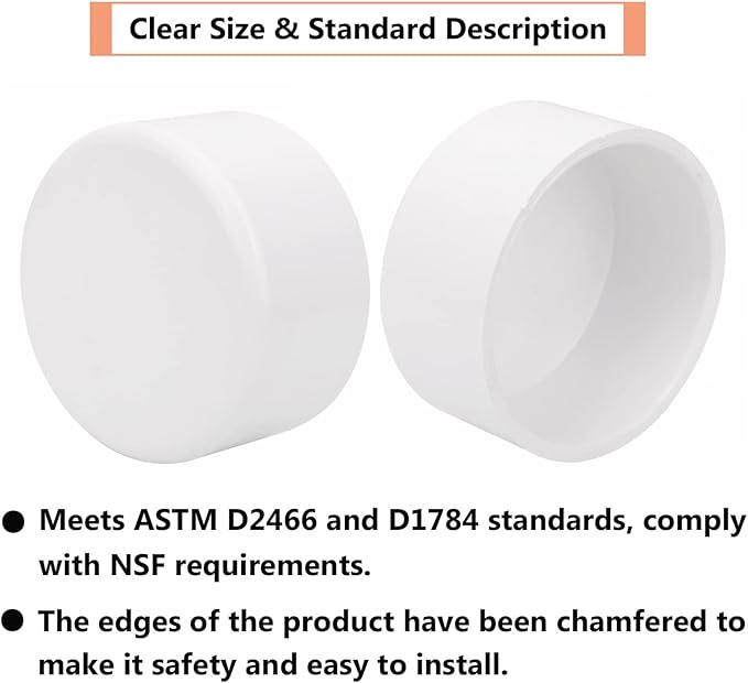 4"PVC Pipe End Cap Fitting Schedule 40 Furniture Grade 4" PVC Pipe Plug Adapter for Build Furniture DIY Garden Shelf, White