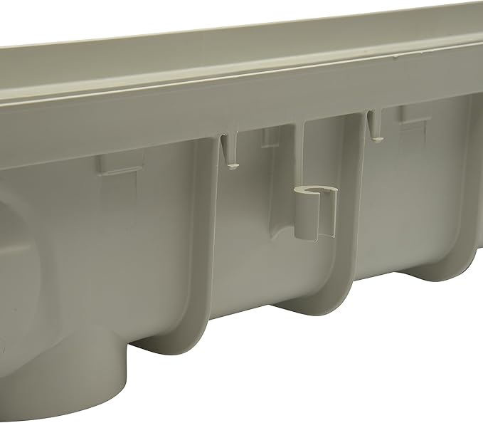 NDS 5” Pro Series Deep Profile Channel Drain Kit With HDPE Plastic Grates and End Caps, Trench & Channel Drainage For Driveway, Patio, Pool Deck, Courtyard, 5.5” x 39.4”, Gray