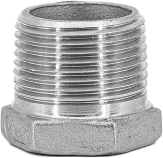 Stainless Steel Reducer Hex Bushing, 3/4" Male NPT to 1/4" Female NPT,Reducing Adapter Cast Pipe Fitting