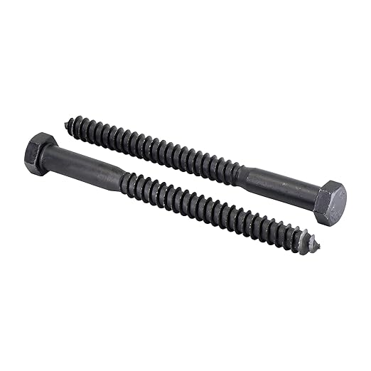 1/2" x 6”, 25-Piece Black Lag Bolts, Rustproof 4-Layer Ceramic BLAKOTE, 2X Protection of Galvanized Lag Screws, for Decks Pergolas by Makers Bolt