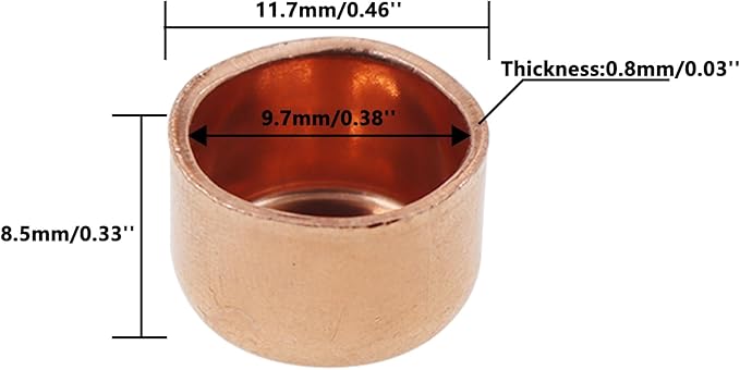 Copper Pipe Cap,TTZEZE Copper End Cap,Certified Safe Pressure Copper Cap Plug,Solid Sweat Solder Connection,Pure Copper Plumbing Cap for Plumbing HVAC Air Conditioner 9.52mm/0.37'' 10PCS