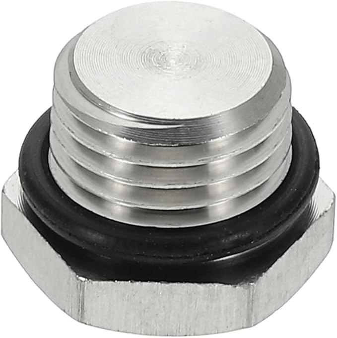 MECCANIXITY NPT Pipe Plug Fitting, 304 Stainless Steel NPT1/4 Male Outer Hex Thread for Plumbing Fixed with Sealing Rubber Ring