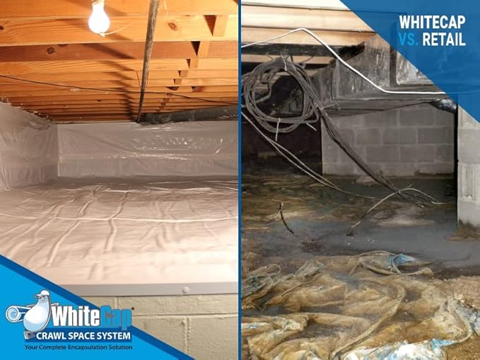 Whitecap Premium Reinforced Vapor Barrier - 12 Mil - (4' x 200') - Tear Resistant, Heavy Duty Vapor Barrier, Dura Skrim Moisture Barrier Plastic Sheeting for Crawlspace, Garden, Greenhouses