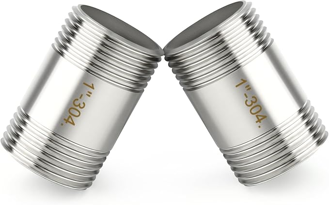 TAISHER 2PCS Stainless Steel Pipe Fittings, 1" BSP Male x 1" BSP Male Threaded, 2" Length Nipple Cast Pipe