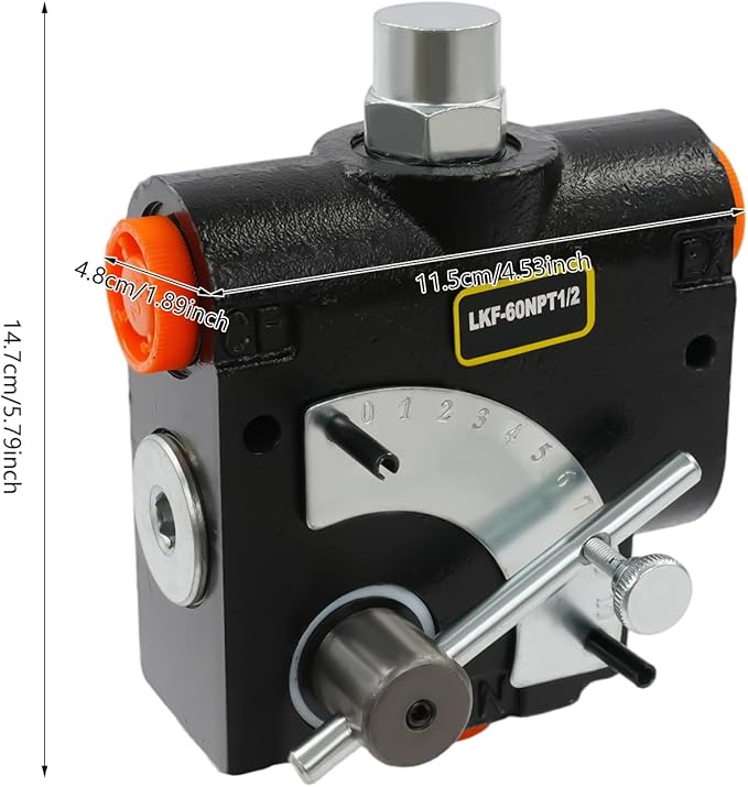 Hydraulic Adjustable Variable Flow Control Valve w/Relief, 0-16 GPM, 1/2" NPT Port Size,500-3000 PSI Pressure Relief Valve Adjustment Range