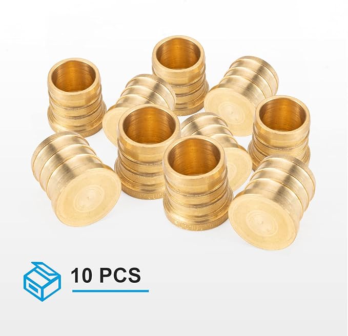 WMAXPFIT(10 Pack) 3/4 Inch PEX Plug F1807, LF Brass crimp fitting for PEX-b pipe