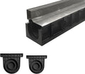Slot Channel Drain with 304 Stainless Steel Grate-39.4Lx6.1Wx8.6H in. Deep Profile Trench Drain System for Landscaping,Trench Drain for Patio,A15 Hidden Drain Channel with Metal Grate