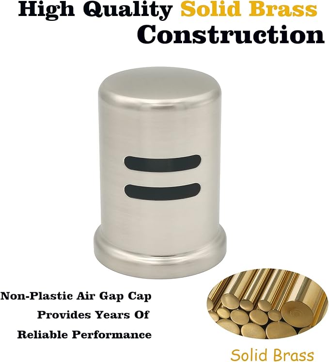 Satin Nickel Dishwasher Air Gap Cover only, Skirted, Replacement air gap dishwasher,Solid Brass, Satin Nickel Finish