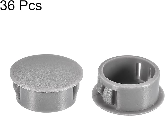 uxcell 7/8" Plastic Hole Plugs, 36Pcs Flush Type Panel Round Snap in Fastener Knockout Locking Plugs for Furniture Insert End Caps Panels, Gray