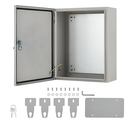 Outdoor Electrical Box, 24"x16"x12" NEMA 4X Steel Enclosure, IP67 Waterproof & Dustproof, Lockable Electrical Junction Box with Mounting Plate and 2 Keys, Indoor and Outdoor Use