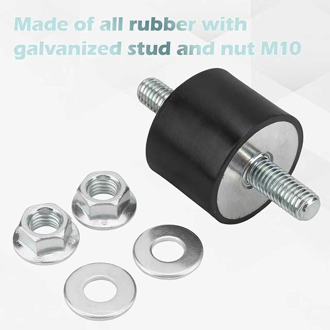 M10 Rubber Studs Shock Absorber Anti-Vibration Isolator Mounts, 40x30mm Rubber Studs Shock Absorber, Cylindrical Vibration Isolators for Diesel Engines, Air Compressors, Vibration Motor 4 Pack
