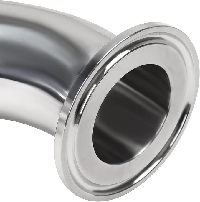 DERNORD Sanitary Hose Barb Pipe Fitting 1.5" Tri Clamp (50.5MM Ferrule) 90 Degree Elbow (Tube OD: 1-1/4"/32MM (1.5 Tri-clamp))