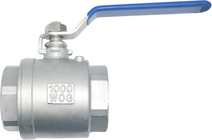 DAN SPEED 1.5" NPT Female Threaded Full Port Ball Valve with Blue Vinyl Lever Handle,316 Stainless Steel,WOG1000(1-1/2 Inch)