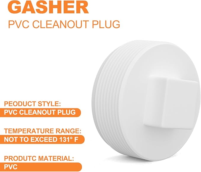 GASHER 20PCS PVC Cleanout Plug 1-1/2" NPT Male, End Cap Adaptor, Pipe Fitting Plug closing For Home or Industrial, Plumbing Water Line, Drainage Piping System