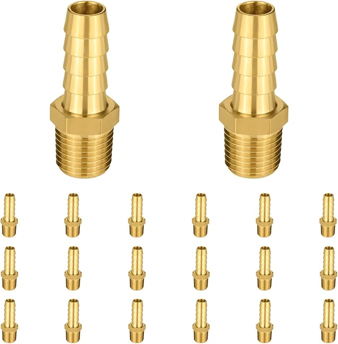 (Pack of 20) EFIELD Brass Hose Barb Fitting Adapter, 1/2" Barb x 3/8" NPT Male Pipe Fitting,(BARB012-20PCS)