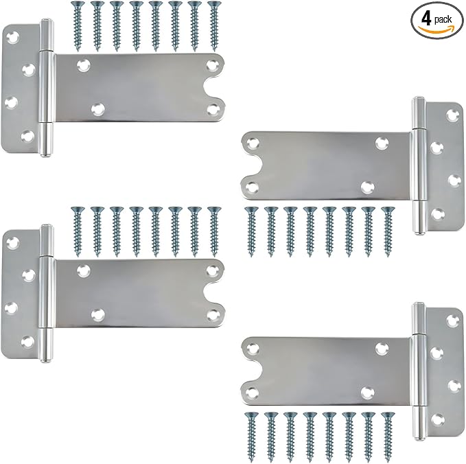 8 in T-Strap Shed Door Hinges,4 Pack Heavy Duty Tee Hinge, 180 Lbs Capacity, Gate Strap Hinges, Wrought Hardware for Wooden Fences, Barn Door, Shed Doors (Silver, 8 in -4 pcs)