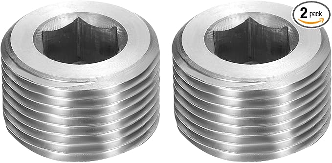 PATIKIL 2 Pcs 304 Stainless Steel Pipe Plug M22 x 1.5 Male Internal Hex Thread Socket Pipe Plug Hex Countersunk Pipe Fitting for Sealing Water Oil Gas Pipeline, Silver