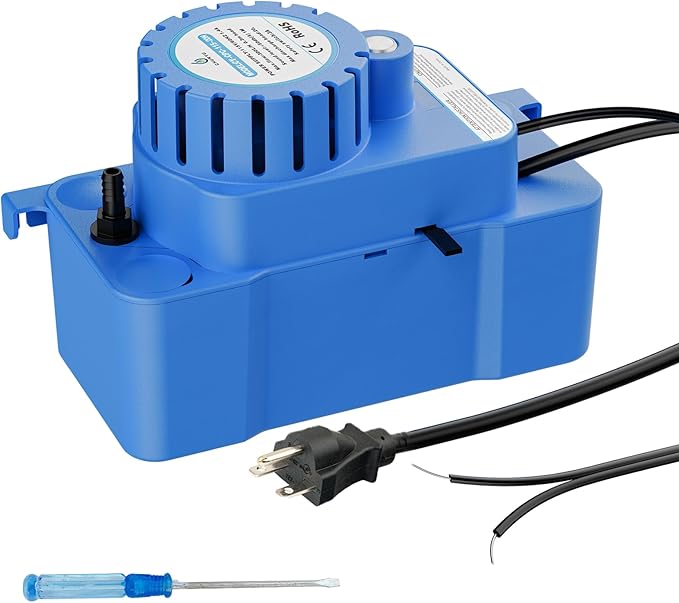 ZLR Condensate Pump for HVAC - 230V 90GPH 1/30HP Automatic Condensate Removal Pump with Safety Switch, Indicator Light and Cleaning Button - Condensation Pump for Air Conditioner, Dehumidifier